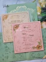 Semi Box Flower Padded Wedding Card