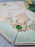 Side-Angle-Of-Lotus-Unique-Concept-Semi-Box-Dulah-Dulhan-Flower-Double-Door-Hindu-Sikh-With-Emblem-invitation-Cards-CH-1909-1.jpg
