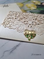 Unique Concept White and Golden Laser Cut invitation Cards