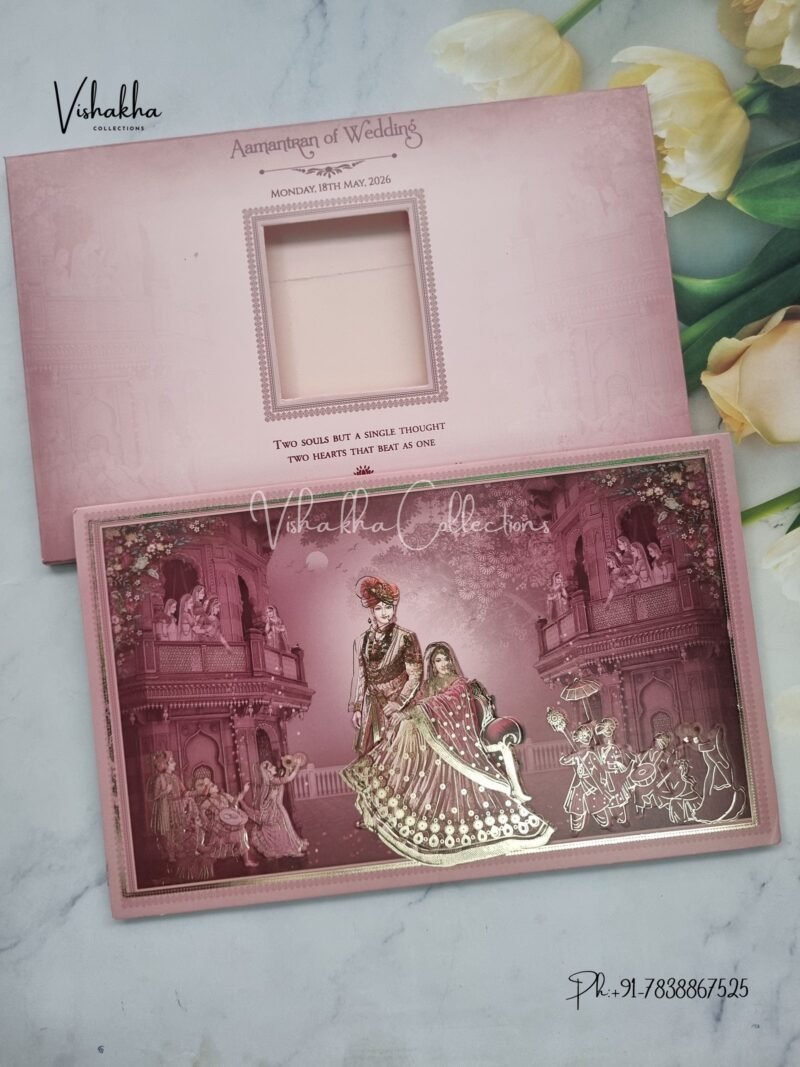Barat Semi Box Dulah Dulhan Hindu Sikh invitation Cards CR-5042
