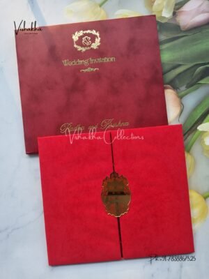 Double Door Hindu Muslim Christian Sikh Padded invitation Cards SN-173