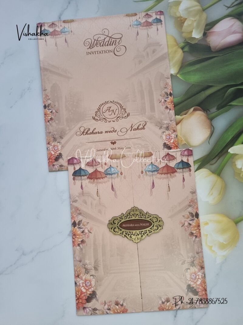 Double Door Hindu Muslim Christian Sikh invitation Cards VN-763