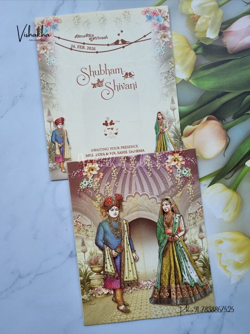 Dulah Dulhan Double Door Hindu Sikh invitation Cards ATS-9230