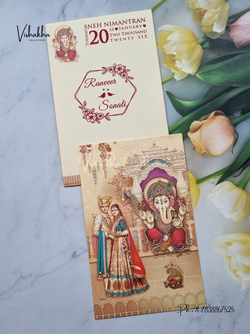 Dulah Dulhan Hindu Light Yellow Colored wedding invitation Cards NA-1125-33