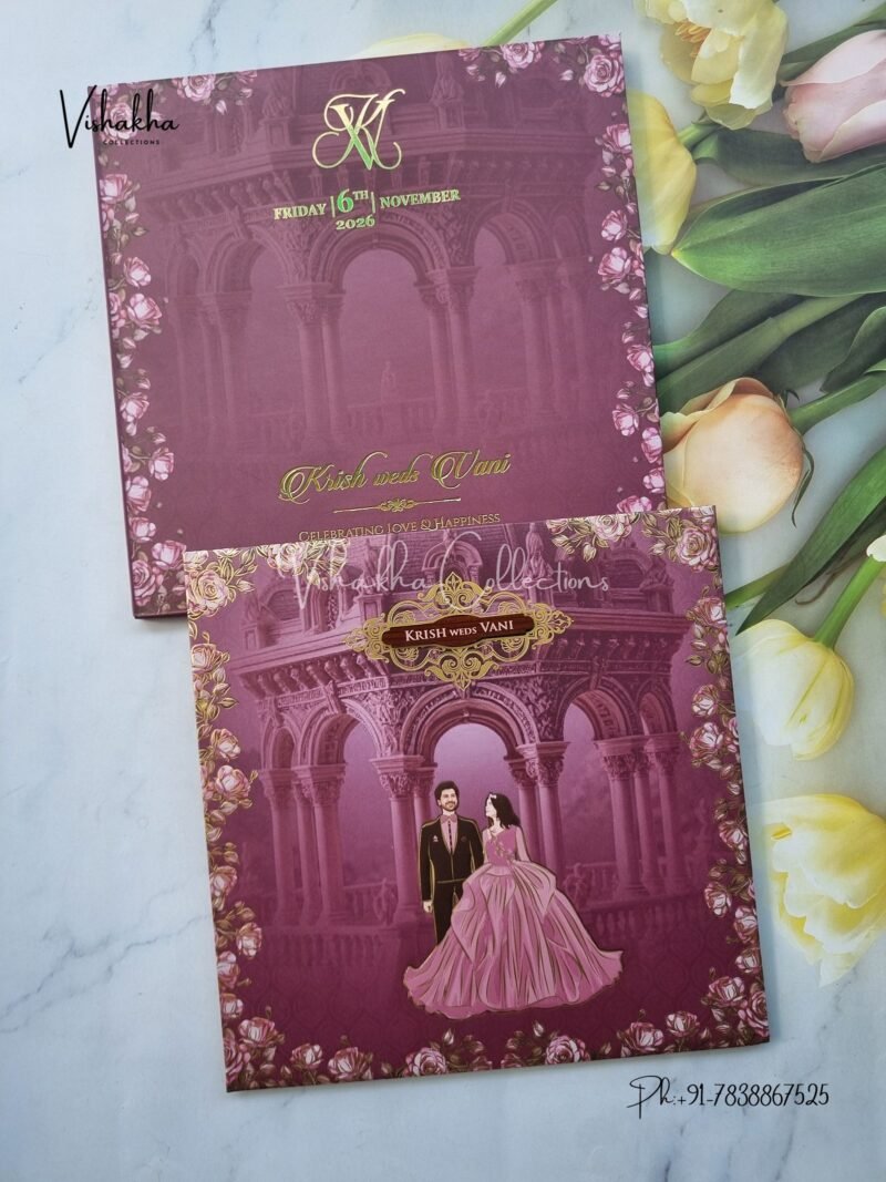 Dulah Dulhan Hindu Muslim Christian Sikh Padded invitation Cards VN-766