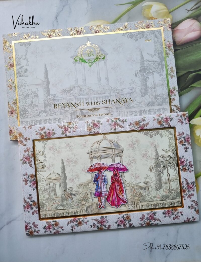 Dulah Dulhan Hindu Muslim Christian Sikh Padded invitation Cards VN-768