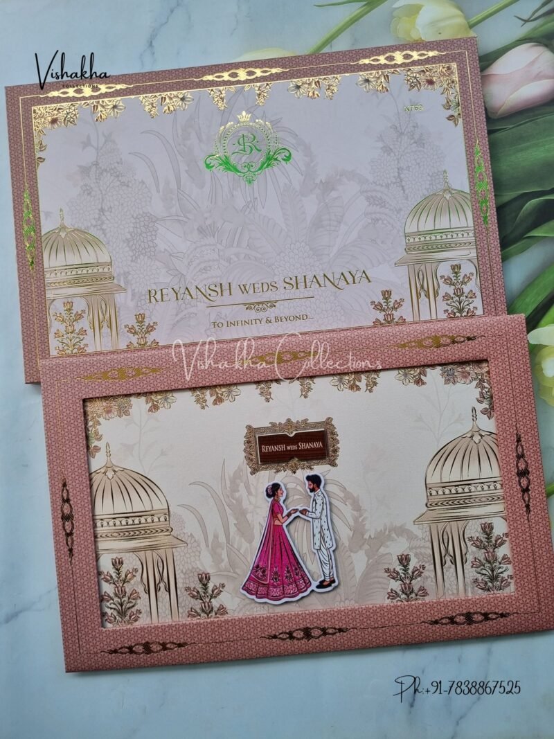 Dulah Dulhan Hindu Muslim Christian Sikh Padded invitation Cards VN-769