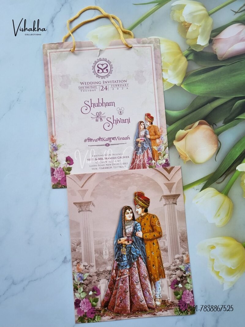 Dulah Dulhan Hindu Sikh Carry Bag invitation Cards ATS-9110