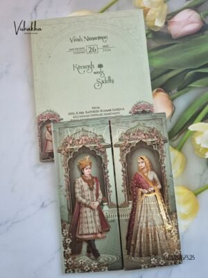 Flower Double Door Hindu Muslim Christian Sikh Padded invitation Cards CR-7093