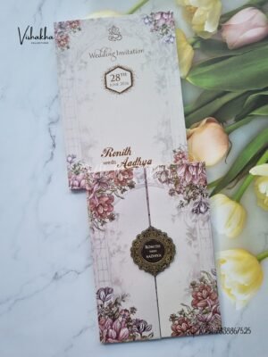 Flower Double Door Hindu Muslim Christian Sikh Padded invitation Cards VN-707