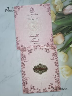 Flower Double Door Hindu Muslim Christian Sikh invitation Cards VN-693