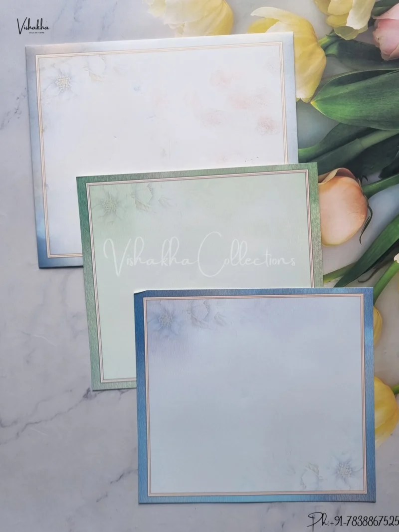 Flower Hindu Muslim Christian Jain Sikh Blue Colored wedding invitation Cards GS-5039