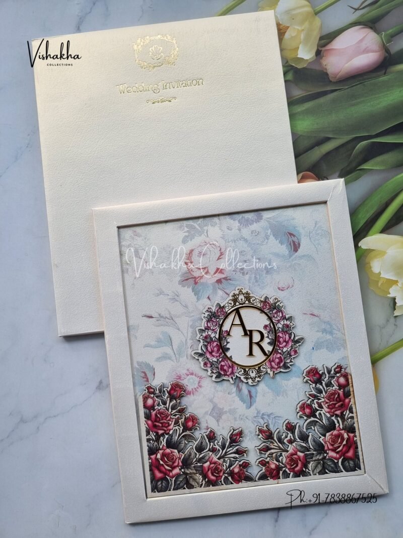 Flower Hindu Muslim Christian Jain Sikh Padded MDF Board Laser Cut invitation Cards SN-150