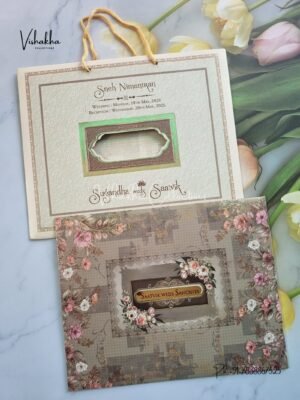 Flower Hindu Muslim Christian Sikh Carry Bag invitation Cards CR-7073