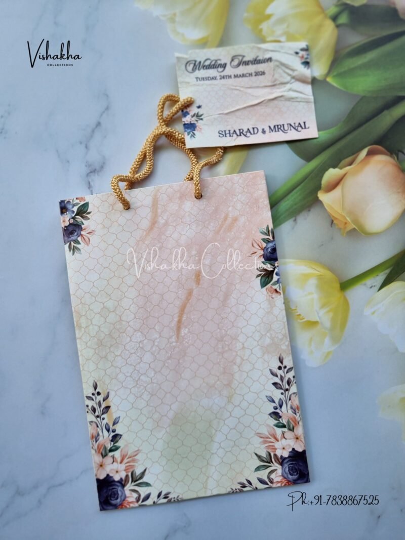 Flower Hindu Muslim Christian Sikh Carry Bag invitation Cards JM-N2517