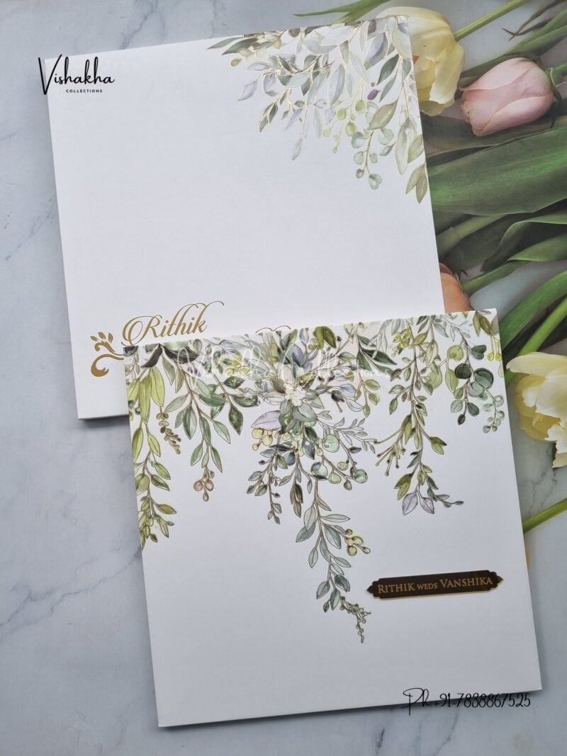 Flower Hindu Muslim Christian Sikh Colored invitation Cards LN-575