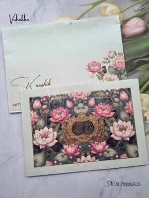 Flower Hindu Muslim Christian Sikh Colored invitation Cards LN-875