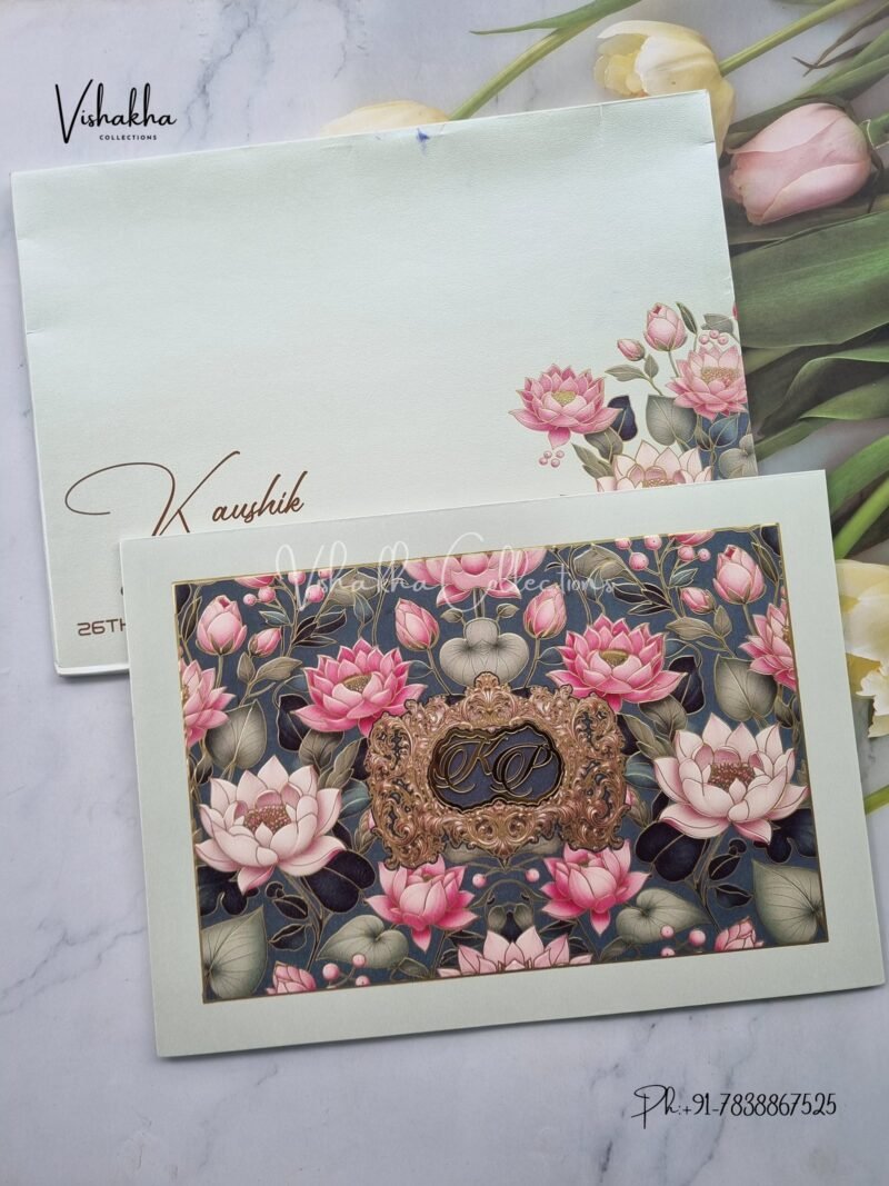 Flower Hindu Muslim Christian Sikh Colored invitation Cards LN-875