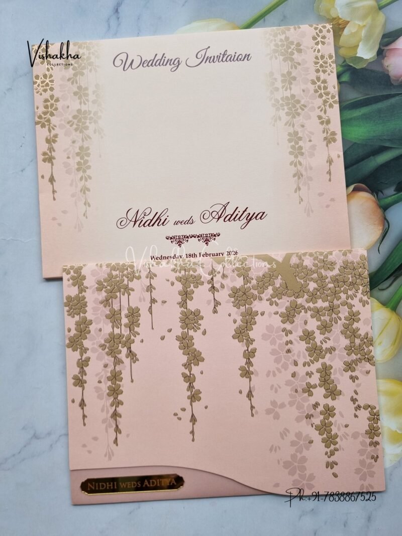 Flower Hindu Muslim Christian Sikh Colored invitation Cards LN-894