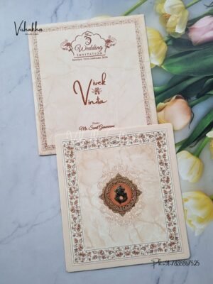 Flower Hindu Muslim Christian Jain Sikh Light Brown Colored wedding invitation Cards NA-1125-21