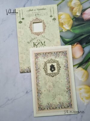 Flower Hindu Muslim Christian Jain Sikh Light Green Colored wedding invitation Cards NA-1125-169