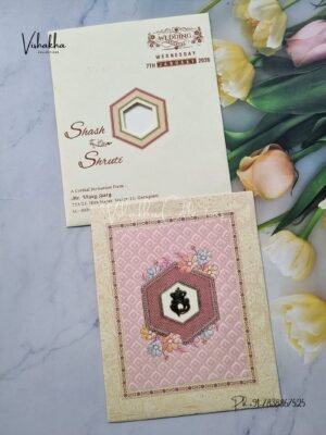 Flower Hindu Muslim Christian Jain Sikh Light Yellow And Pink Colored wedding invitation Cards NA-1125-99