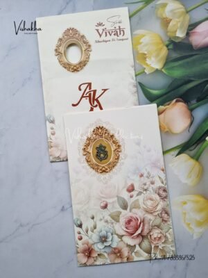 Flower Hindu Muslim Christian Jain Sikh Light Yellow Colored wedding invitation Cards NA-1125-130