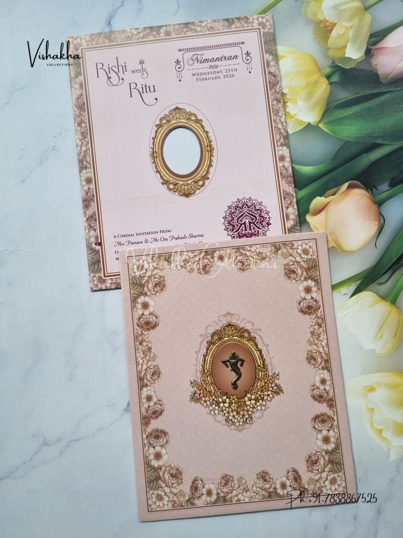 Flower Hindu Muslim Christian Jain Sikh Liliac Colored wedding invitation Cards NA-1125-139