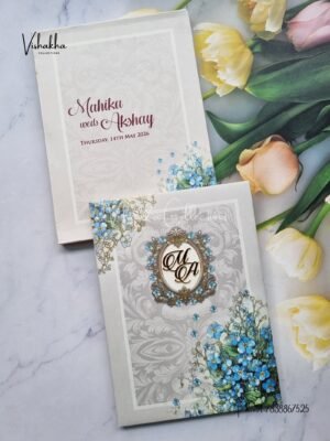 Flower Hindu Muslim Christian Sikh Padded Colored invitation Cards LN-843