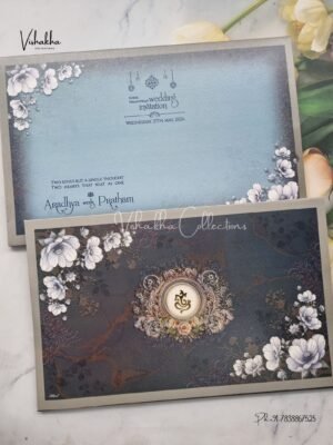 Flower Hindu Muslim Christian Sikh Padded invitation Cards CR-7096