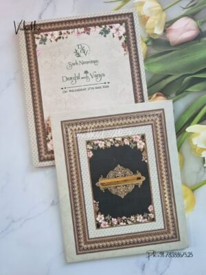 Flower Hindu Muslim Christian Sikh Padded invitation Cards CR-8006