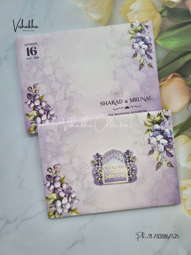 Flower Hindu Muslim Christian Sikh Padded invitation Cards JM-N2482