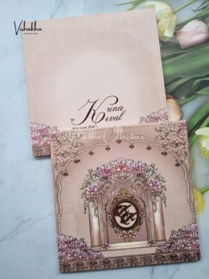 Flower Hindu Muslim Christian Sikh Padded invitation Cards LN-770