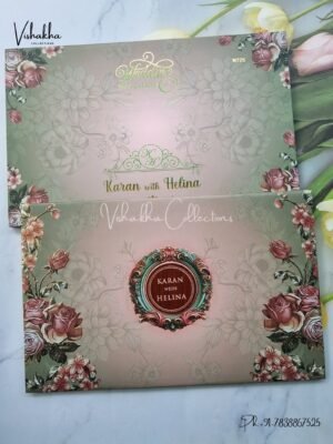 Flower Hindu Muslim Christian Sikh Padded invitation Cards VN-725
