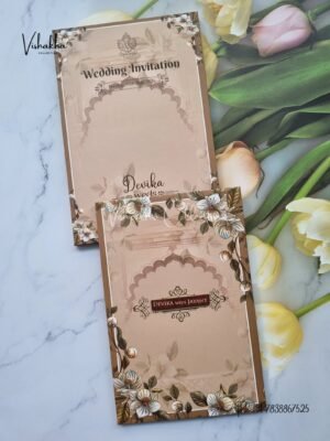 Flower Hindu Muslim Christian Sikh Padded invitation Cards VN-739