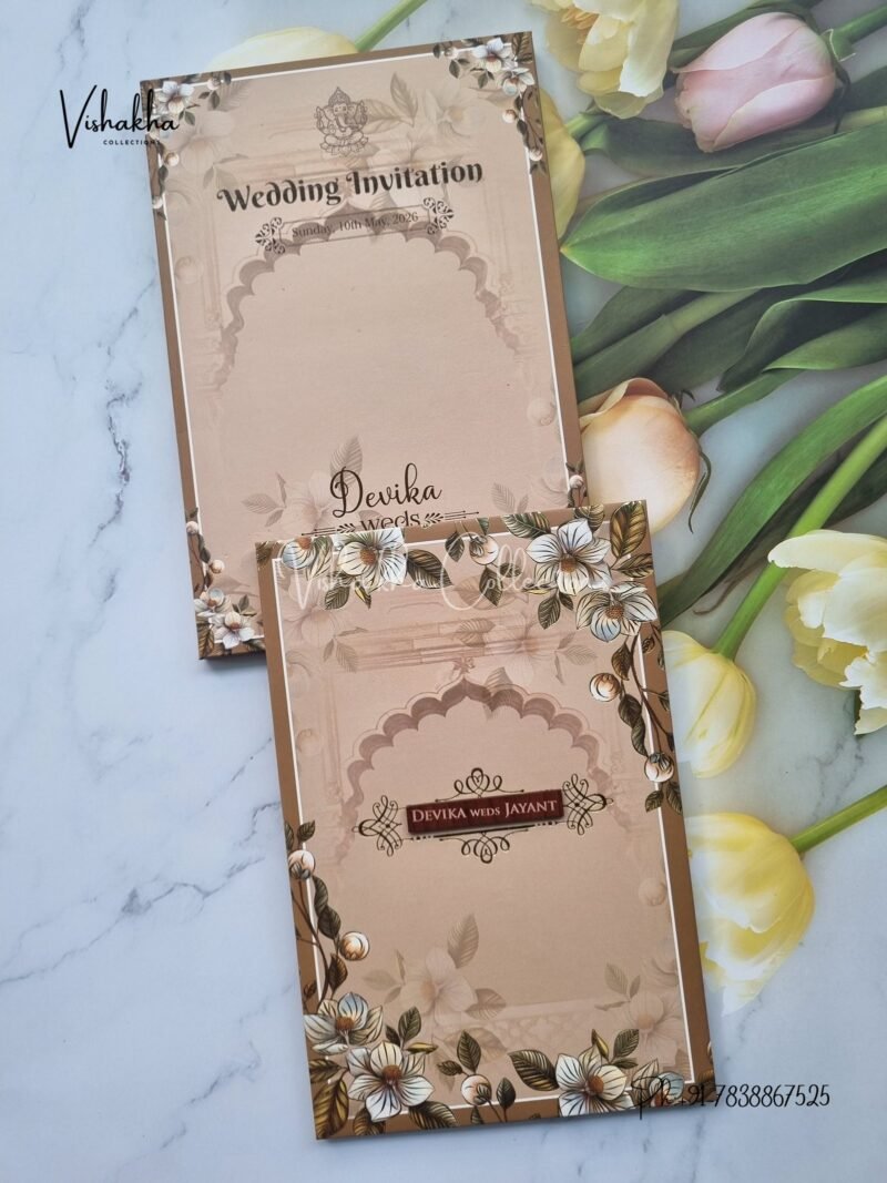 Flower Hindu Muslim Christian Sikh Padded invitation Cards VN-739