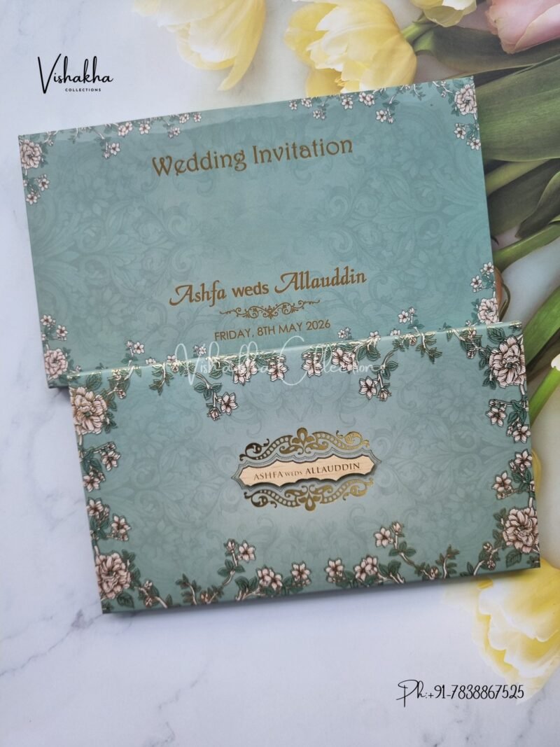 Flower Hindu Muslim Christian Sikh Padded invitation Cards VN-746