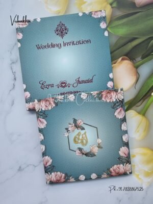 Flower Hindu Muslim Christian Sikh Padded invitation Cards VN-748