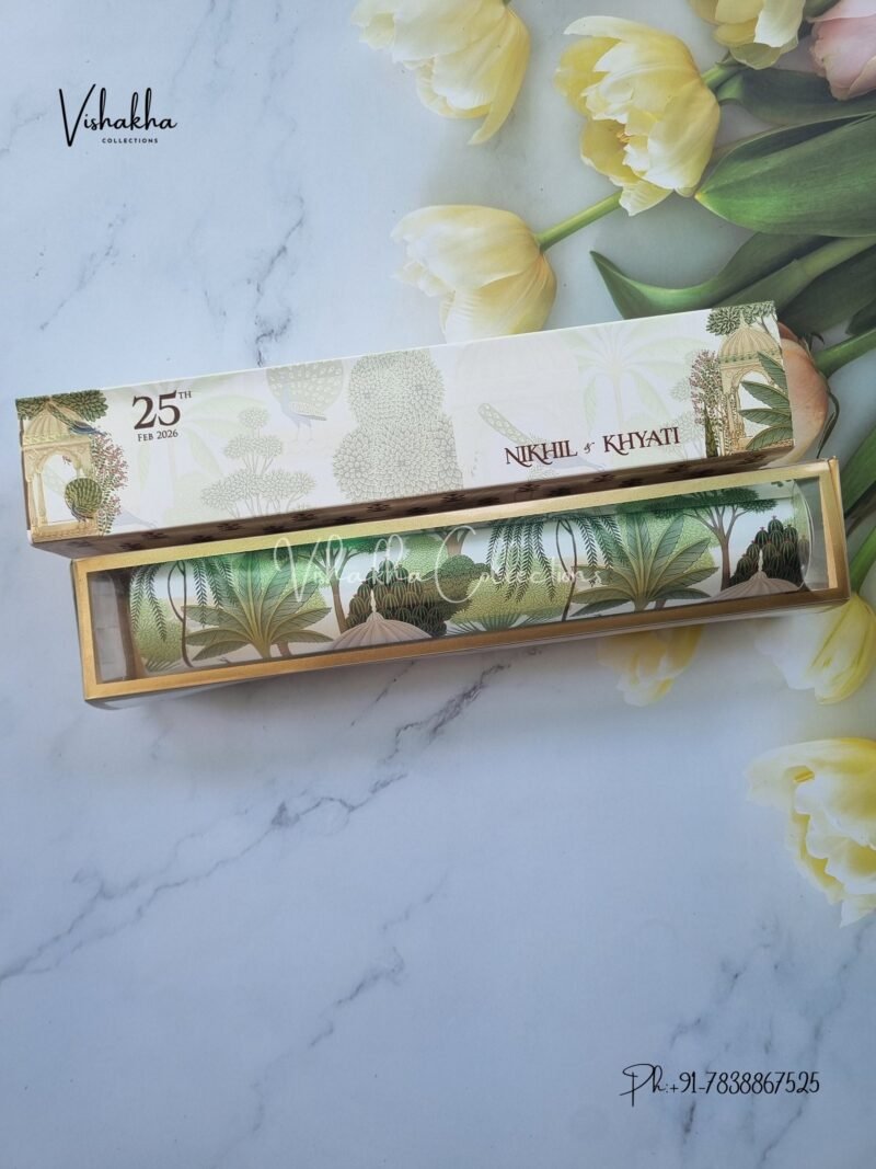 Flower Hindu Muslim Christian Sikh Scroll Farman invitation Cards JM-N4009