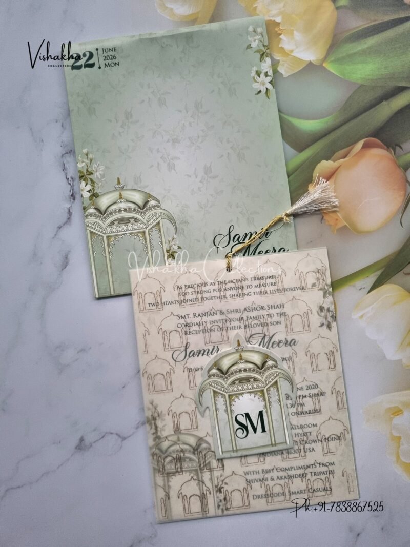 Flower Hindu Muslim Christian Sikh Vellum Paper invitation Cards JM-N4004