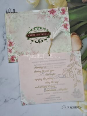 Flower Hindu Muslim Christian Sikh Vellum Paper invitation Cards VN-641