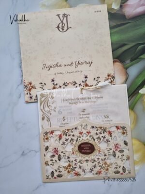 Flower Hindu Muslim Christian Sikh Vellum Paper invitation Cards VN-664