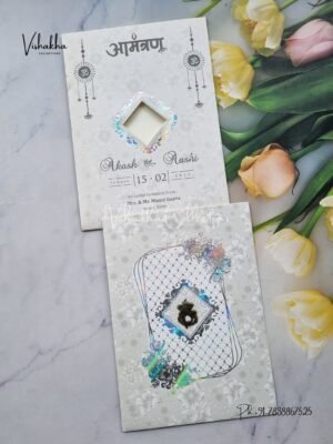 Flower Hindu Muslim Christian Jain Sikh White Colored wedding invitation Cards NA-1125-301