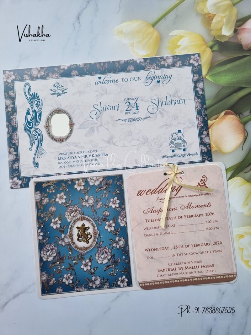 Flower Hindu Muslim Christian Sikh invitation Cards ATS-4210