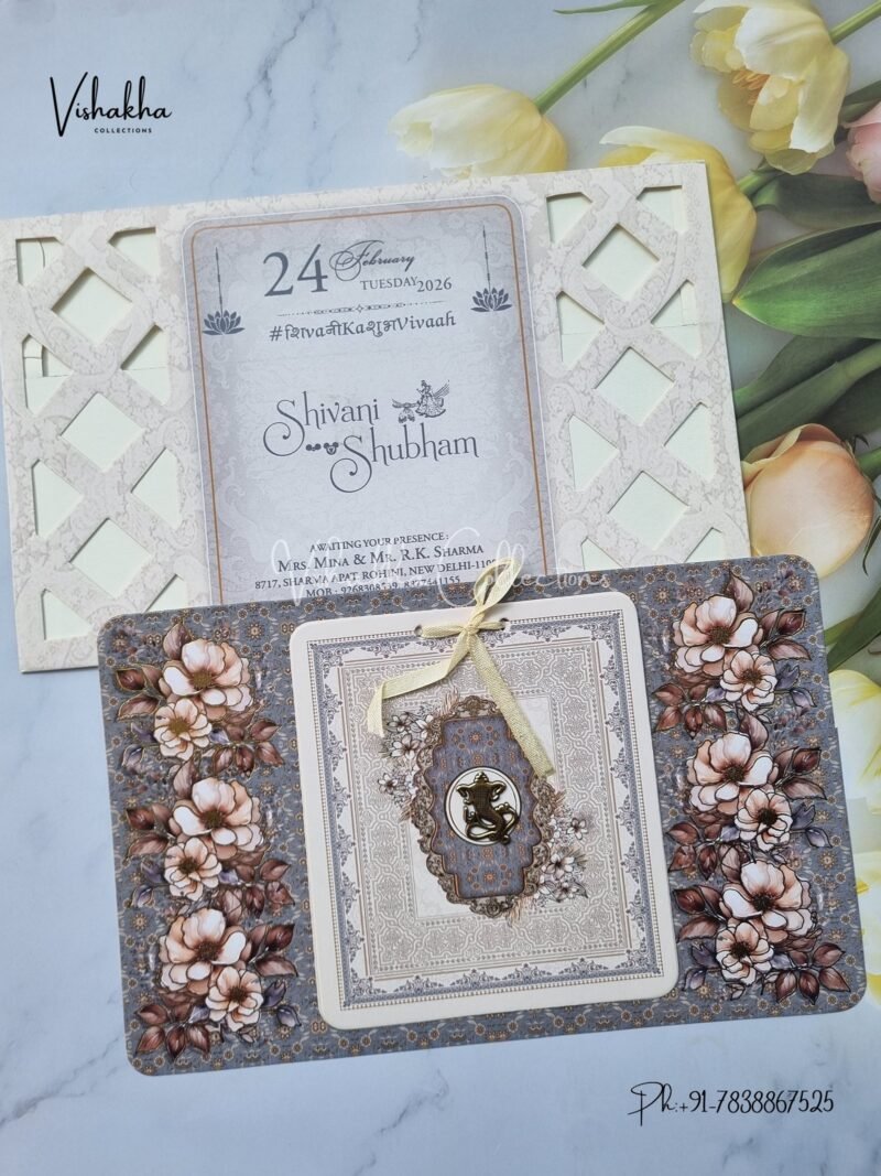 Flower Hindu Muslim Christian Sikh invitation Cards ATS-4212