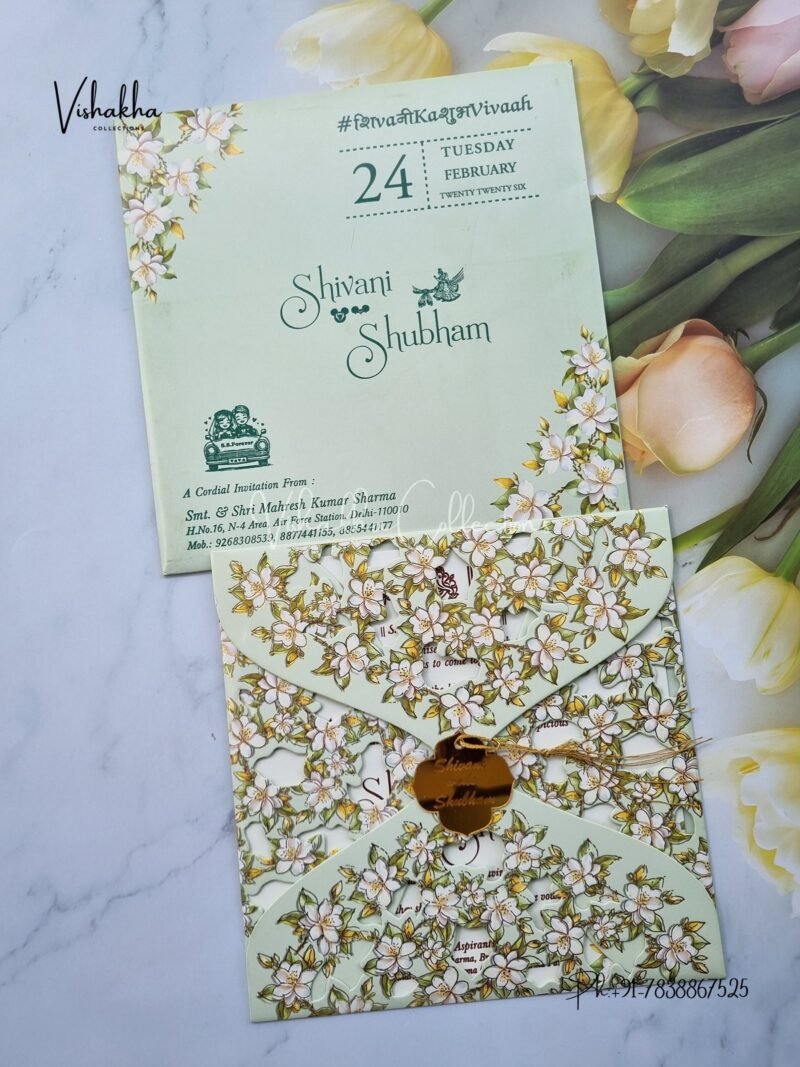 Flower Hindu Muslim Christian Sikh invitation Cards ATS-5274