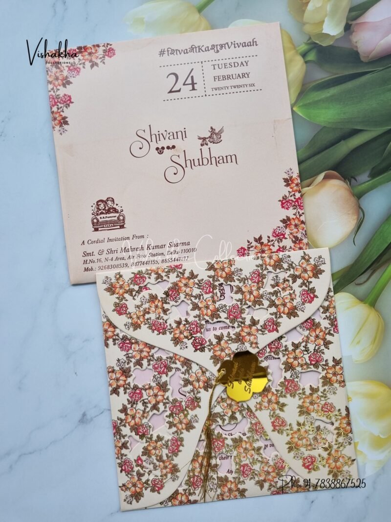 Flower Hindu Muslim Christian Sikh invitation Cards ATS-5275