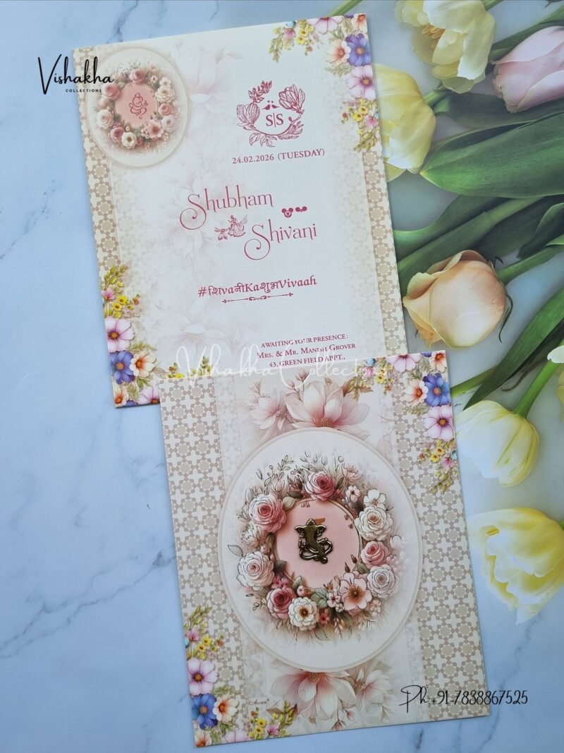 Flower Hindu Muslim Christian Sikh invitation Cards ATS-9211