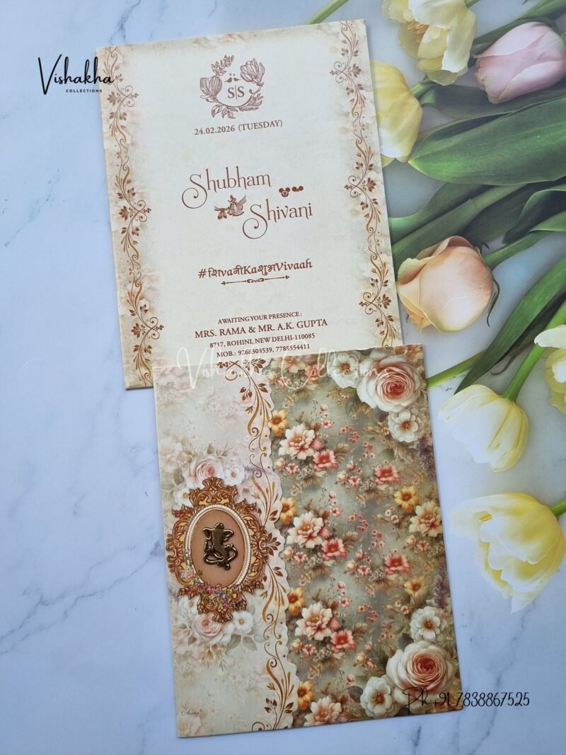 Flower Hindu Muslim Christian Sikh invitation Cards ATS-9229