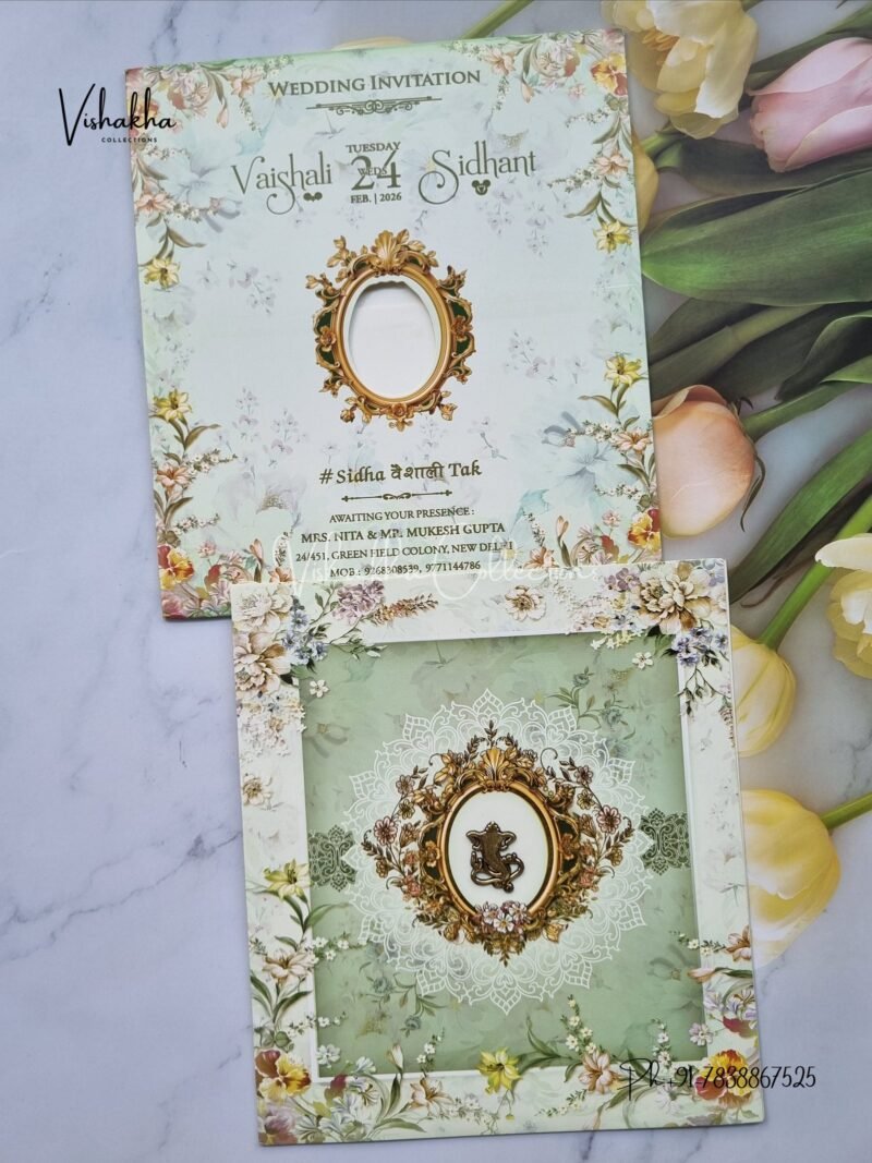 Flower Hindu Muslim Christian Sikh invitation Cards ATS-9246